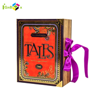 Boîte biblique en forme de livre rétro avec rangement en ruban pour cadeau Boîte pliable avec poignée