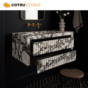 Lavabo de Mármol Natural Personalizado |   Fregadero de Piedra con Vetas Blancas y Negras |   Encimera de Mármol de Lujo Hecha a Mano - Product Image 5