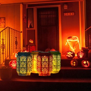 <b>Solar</b> Garden <b>Lanterns</b> Outdoor LED Projection Light Hollow Design Decorative <b>Hanging</b> Light For Courtyard Landscape Lighting - Product Image 2