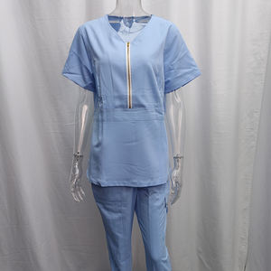 스타일리시한 신상 여성 스파 패셔너블 반팔 스크럽 세트 XL 맞춤형 프린트 간호사 도매 맞춤형 의료 세트 - Product Image 3