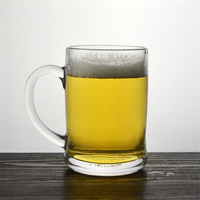 Verre à bière classique de luxe transparent personnalisé avec poignée 400 ml, logo OEM pour usage hôtelier, vente chaude, marque JL JL-072
