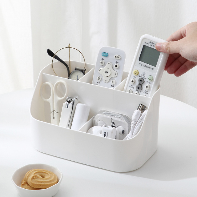 High Aesthetic Desktop Compartment Storage Box Plastic Bedroom Desk Organizer for Remote Control Storage Makeup Organizers for
