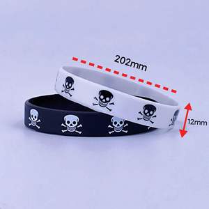 Bracelet en silicone tête de mort, 9 couleurs, rond, personnalisé, décoration d'Halloween pour hommes et femmes - Product Image 3