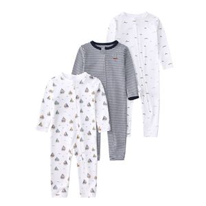 Bộ quần áo trẻ em thời trang 3 món, bộ liền thân có khóa kéo, bộ ngủ liền thân bằng cotton dệt kim cho bé - Product Image 3