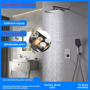 Brushed Copper Bathtub Modern Design Hidden Embedded Bathroom Shower Set Rain Concealed Shower FL-6901 <b>Control</b> Prec - Product Image 5