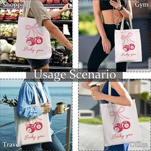 กระเป๋าผ้าแคนวาสลายพิมพ์ดีไซน์ไม่ซ้ำใครสำหรับผู้หญิงและเด็กผู้หญิง  กระเป๋าผ้าแคนวาสผ้าฝ้ายพร้อมโลโก้ที่ปรับแต่งได้ - Product Image 2
