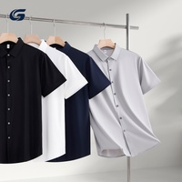 Kemeja Pria Mandarin Berkualitas Tinggi Grosir, Bahan Rajut Nylon Spandex, Anti Kusut, Sejuk, Nyaman, dan Bernapas untuk Kantor