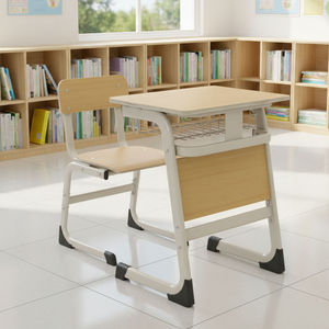 Conjunto de Escritorio y Silla <span class=keywords><strong>para</strong></span> Estudiantes 2026, Moderno, Duradero y Cómodo, de Metal y Madera, con Tablero de Madera, <span class=keywords><strong>para</strong></span> la Escuela y la Oficina en Casa - Product Image 2
