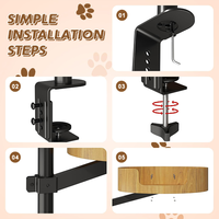 Hauteur réglable 360° °   Mobilier d'intérieur rotatif en bois pour chat, lit de bureau pour petit espace, avec accessoires pour animaux de compagnie