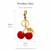 Porte-clés en velours floqué cerise, pendentif mignon en forme de fruit pour sac, breloque pour sac à main femme, ornement suspendu pour voiture, accessoire cadeau