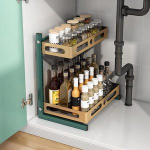 ชั้นวางเครื่องเทศในครัว ชั้นวางของในครัวสแตนเลส ที่วางขวดสแตนเลส ที่วางอุปกรณ์ครัวสแตนเลส - Product Image 4