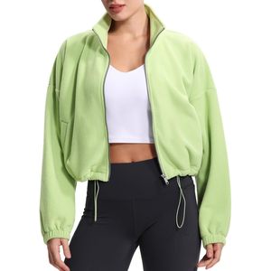 Veste courte en polaire pour femme FOXA, fermeture éclair intégrale, col montant, veste de sport avec poches, ourlet à cordon de serrage - Product Image 5