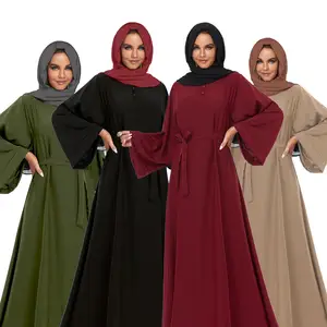 Gaun Jilbab Muslim Abaya Dubai Wanita, Pakaian Islami Abaya Turki Panjang Arab Afrika