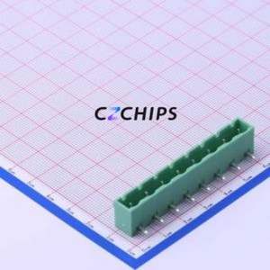 DB2ERC-7.62-8P-GN Plug-in Terminal Block Bent Lead Through Hole,P=7.62mm Board-to-Board / Socket - Closed 1x8P 7.62mm Green - Product Image 1