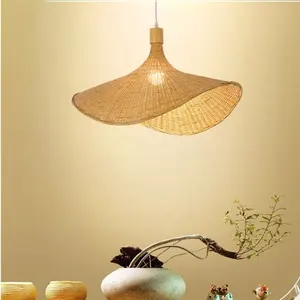מעצב במבוק מנורת צל התלייה מנורת תליון תאורה ראטן מקורה תאורה גופי תאורה לסלון מסעדה במלון