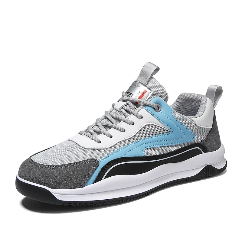 Zapatillas de deporte transpirables ligeras y duraderas de punto volador gris personalizadas, calzado deportivo, zapatillas de deporte para hombre