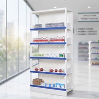 Étagère de rangement et de présentation de médicaments en acier, 900 mm de large, ouverte, à cinq niveaux, design moderne, pour pharmacie, hôpital et clinique