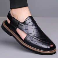 Sandales décontractées d'été pour hommes, grandes tailles 47/48, dessus en microfibre, souples, respirantes, à bout ouvert, pour la plage et l'extérieur