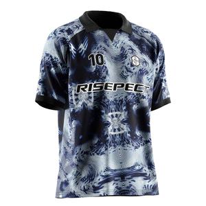 Maillot de football avec col à insert triangulaire, tissage à séchage rapide et configurations de garnitures personnalisées pour les échauffements avant le match - Product Image 5