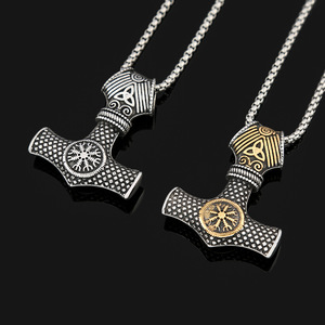 yunnique Thor's Hammer Pendant Stainless Steel Necklace For Men Viking Rune Design Gift Jewelry - Product Image 3