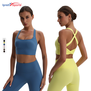 Chaleco deportivo de gimnasio para mujer <span class=keywords><strong>Ipretty</strong></span> en azul y rosa de talla grande, Tops cortos transpirables, estilo Simple, colección de primavera para adultos, Top Halter - Product Image 4