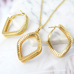 Juego de Joyas de Novia de Alta Calidad Chapadas en Oro de 14K con Circonita para Mujer, de Dubái, para Compromiso, Boda, Aniversario, Fiesta y Regalo - Product Image 1