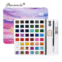 Ensemble de peinture à l'aquarelle professionnelle non toxique Panwenbo 36/48 couleurs avec boîte en métal pour artistes sur toile, papier, verre