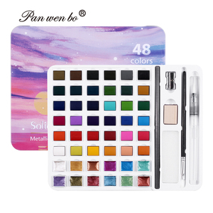 Panwenbo - Juego de Pinturas de Acuarela Profesionales No Tóxicas de 36/48 Colores con Caja de Lata para Artistas, para Lienzo, Papel y Vidrio - Product Image 1