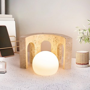 Small Archway Rechargeable Natural Cave Stone Table <b>Lamp</b> 24x10.5cm LED Remote Control USB Charging Bedroom Night Light - Product Image 5