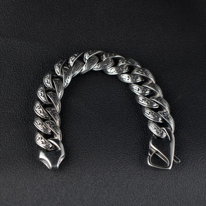 Bracelet en aluminium pour hommes, 21.5Cm, motif diamant, design alphanumérique, bijoux, cadeau CE609 - Product Image 4