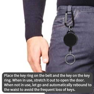 Porte-clés élastique en acier résistant, rétractable, sportif, avec alarme, anti-perte, pour carte de ski, carte d'identité, réglage du téléphone - Product Image 5
