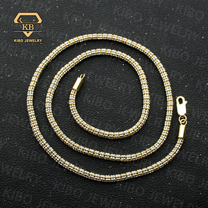 Heiß begehrte Ice Chain 3,4mm Roségold und Weißgold Zweifarbige Silber 925 Hip-Hop Halskette Mond Ice Chain mit Diamanten - Product Image 5