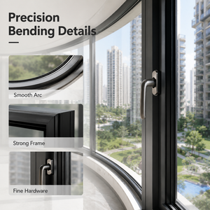 Façade panoramique en arc de luxe moderne avec fenêtre en <span class=keywords><strong>verre</strong></span> courbé, cadre en aluminium à cintrage de précision, <span class=keywords><strong>double</strong></span> <span class=keywords><strong>vitrage</strong></span> insonorisé pour projets - Product Image 5