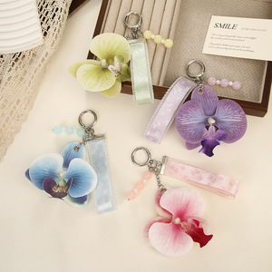 พวงกุญแจริบบิ้นผีเสื้อแฟชั่น <span class=keywords><strong>ดอก</strong></span>ไม้ฮาวาย <span class=keywords><strong>ดอก</strong></span>ไม้ประดิษฐ์ ผีเสื้อไทย กล้วยไม้ประดิษฐ์ ลูกปัด พวงกุญแจรถยนต์ จี้กระเป๋า - Product Image 5