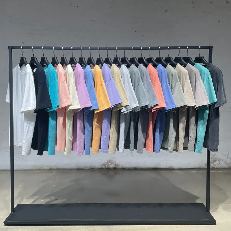 2022 spring and summer 250G heavy wash solid color T-shirt loose wear trendy brand men's short sleeve t shirt