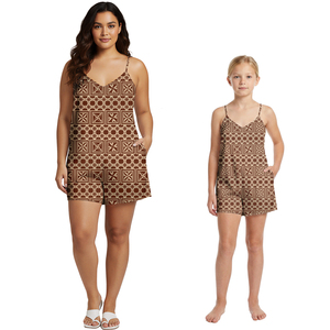 Conjuntos <span class=keywords><strong>de</strong></span> pantalones cortos a juego para madre e hija, monos bonitos para niñas con estampado samoano, polinesio, Tapa, Fiyi, y monos hawaianos para mujer. - Product Image 2