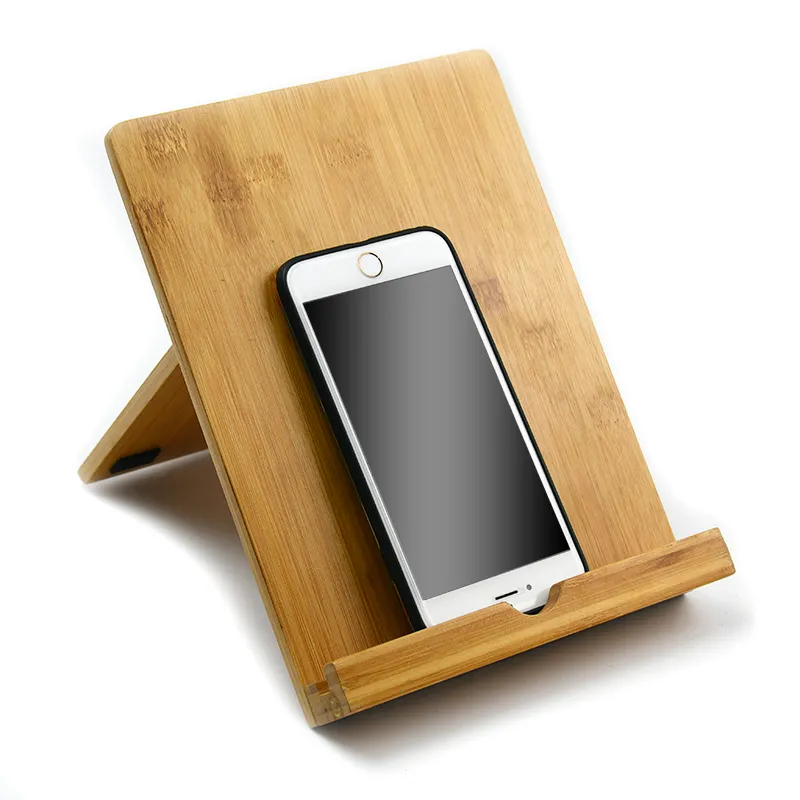 Eco Friendly Adjustable Bamboo Wooden Phone Holder Stand Desktop Tablet Holder For Phone