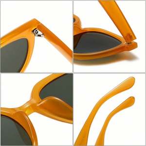 Vente en gros de lunettes de soleil personnalisées à la mode pour femmes, lunettes de soleil œil de chat rouge orange, petite monture ronde pour femmes - Product Image 6