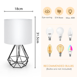 Aigostar Retro lampada da tavolo industriale E14 porta lampada decorativa con paralume bianco e Base in metallo - Product Image 4
