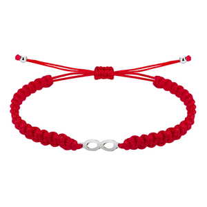 Braccialetto Minimalista Cotigo con Filo del Destino Rosso, Infinito in Acciaio Inox Color Argento, Protezione Portafortuna con Zircone e Perla - Product Image 1
