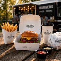 Boîte en carton jetable personnalisée avec logo pour emballage alimentaire de frites de poulet croustillantes, idéale pour la livraison et les marques de restaurants