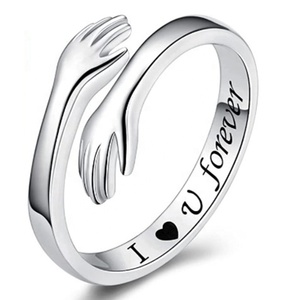 Anillos de boda para parejas, anillos de mano para abrazar, anillo de amor para <span class=keywords><strong>siempre</strong></span>, banda ajustable, regalo de joyería para chicas adolescentes - Product Image 3