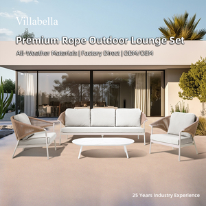 Ensemble de canapés de patio en corde pour l'extérieur, mobilier de jardin moderne, canapé de terrasse pour hôtel et villa - Product Image 1