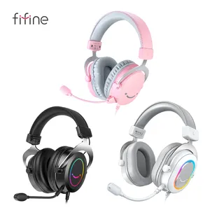 Fifine LED ánh sáng tiếng ồn hủy bỏ tai nghe Studio On-Ear tai nghe bền nhôm khung Máy tính chơi game tai nghe với Mic