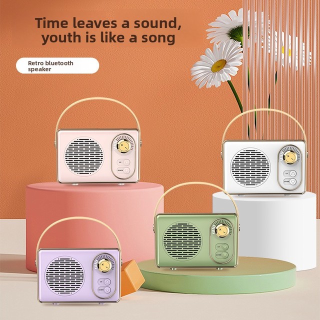 New Cross-border Vintage for Speaker Gift Radio High-end Home Use Nostalgic Super Bass Speaker Built-in Battery Portable