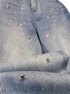 Jean large taille haute coupe droite orné de strass pour femme – Tendance - Product Image 6