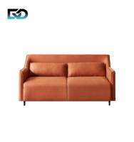 Sofá Cama Seccional Plegable Moderno de Tela Naranja, Convertible 2 en 1, Sofá de Dos Plazas, Colchón de Esponja, Ideal para Espacios Pequeños