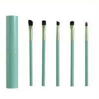 Ensemble de 5 pinceaux de maquillage pour les yeux personnalisés avec étiquette privée, pinceaux pour les yeux, les sourcils et le liner, avec étui cylindrique