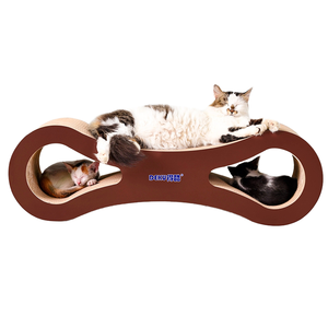 Nido de gato grande <span class=keywords><strong>Deku</strong></span>, tabla de rascar corrugada en forma de 8 con juguete de molienda de garra, hierba de gato gratis 86, suministros para mascotas, embalaje de cartón - Product Image 6