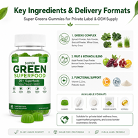 Gummies Super Greens Marque Blanche OEM ODM Formule Personnalisée Sans Sucre Complément Bien-être Fabrication en Gros Fournisseur Marques